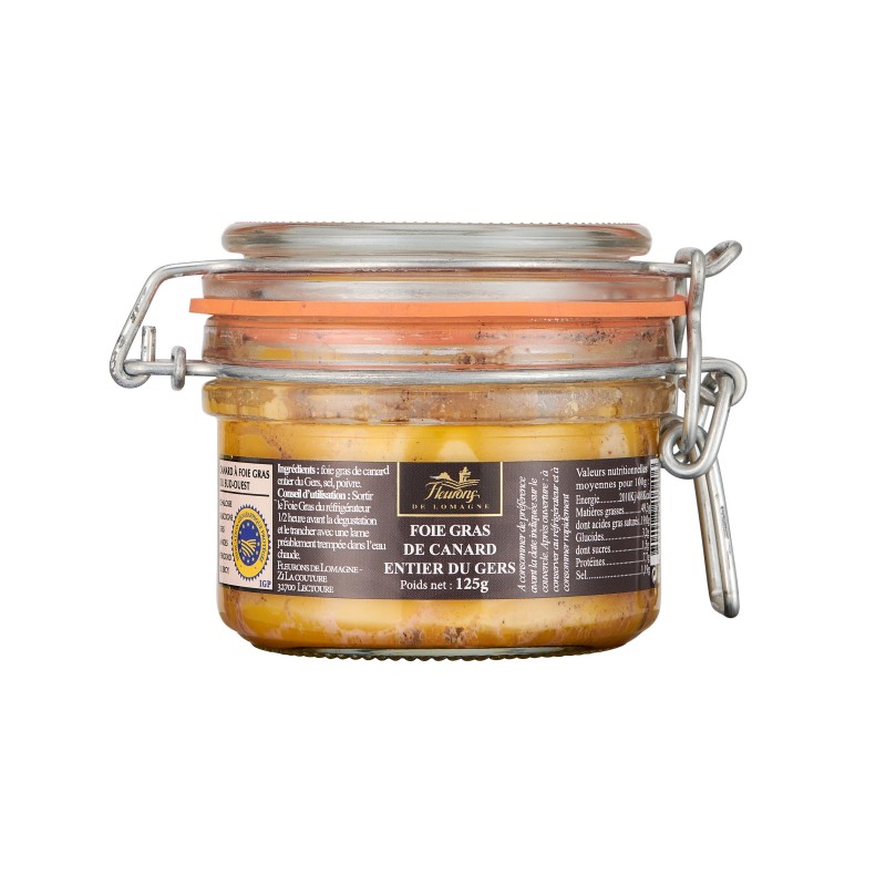 Foie gras de canard entier - IGP Gers - Bocal 125g - Vente en ligne