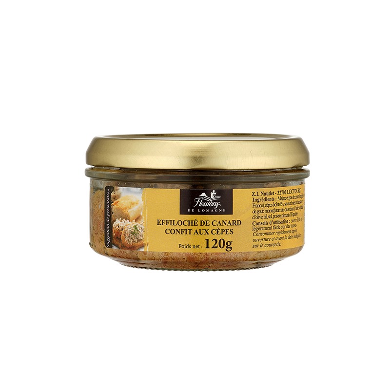 Effiloché de canard confit aux cèpes 120g (bocal)
