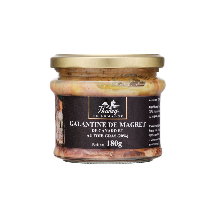 Galantine de magret de canard au foie gras (20% FG) 180g (bocal)