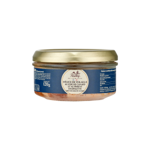 Délice de volaille au piment d'Espelette AOP 120g et au foie de canard (20% de Foie Gras de canard) (bocal)